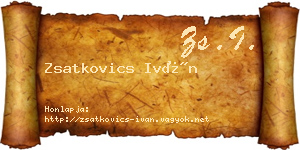 Zsatkovics Iván névjegykártya